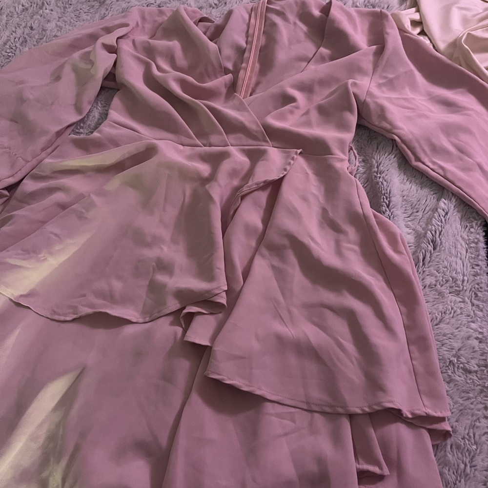 Elegant Pink Wrap Dress
